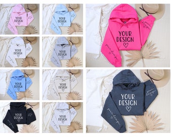 Gildan 18500 Mockup Bundle With Sleeve and Cuff, Hoodie Sleeve Mockup Bundle, Collar Mockup, Hoodie Mockup, Cuff Flat Lay Mockup Color Chart