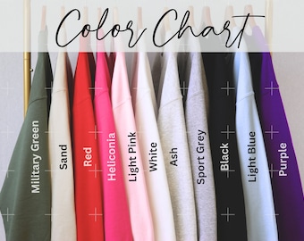 Gildan Sweatshirt Color Chart | Gildan 18000 Color Chart | Color Swatch 10 Colors | 18000 Flat Lay Color Chart