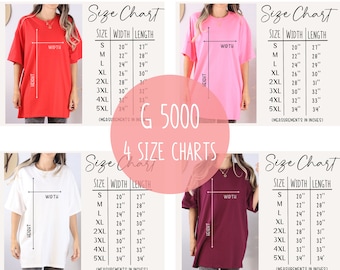 G5000 Size Chart Bundle, Gildan 5000 Size Chart, Tshirt Size Chart, T Shirt Size Chart