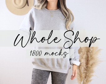 The Whole Shop Mockup Bundle, Male Mocks, Bella Canvas 3001, Comfort Colors 1717, Gildan 18500, Gildan 18000, Gildan 5000 Size & Color Chart