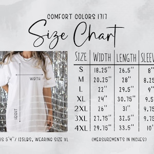 C1717 Size Chart, Comfort Colors 1717 Size Chart