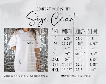 C1717 Size Chart, Comfort Colors 1717 Size Chart