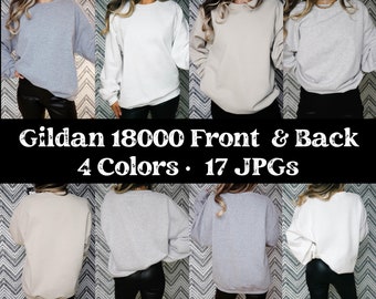 Gildan 18000 Mockup Bundle Gildan Mockup White Sweatshirt Mockup Sand Crewneck Model Oversized Mock Up Boho Ash Sweater Mockup Front Back