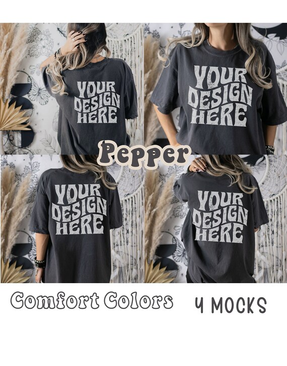 Pepper Comfort Color Mockup Bundle Front Back Shirt Mockup C1717 Oversize Mock Up Pepper Tshirt Comfort Color 1717 Boho Retro Witchy Vintage