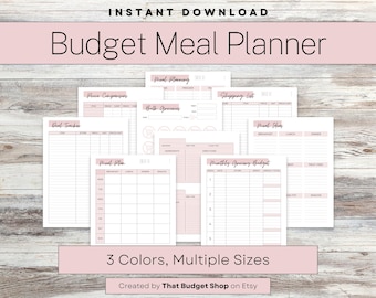 Budget Meal Planner, Grocery Shopping List, Meal Planning on a Budget, Printable Recipe Cards, Meal Prep on a Budget, Family Meal Planning