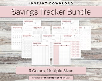 Savings Tracker Bundle, Savings Trackers, Emergency Fund, Saving Goals, Money Management, Instant Download, Printable, Planner Inserts