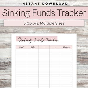 Sinking Funds Tracker, druckbarer Sparziel-Tracker, Sparlog, Sinking Funds Ziele, Bargeldausgaben Log, Budget Binder Blatt