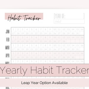 Yearly Habit Tracker, Printable Habit Tracker, Routine Tracker, Habit Challenge, Instant Download, Printable, Planner Insert, PDF