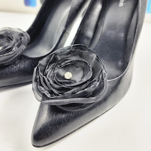 flower shoe clips, black shoe clips, bridal shoe clips, wedding shoe accessories, Shoe Clip Floral, shoe flower