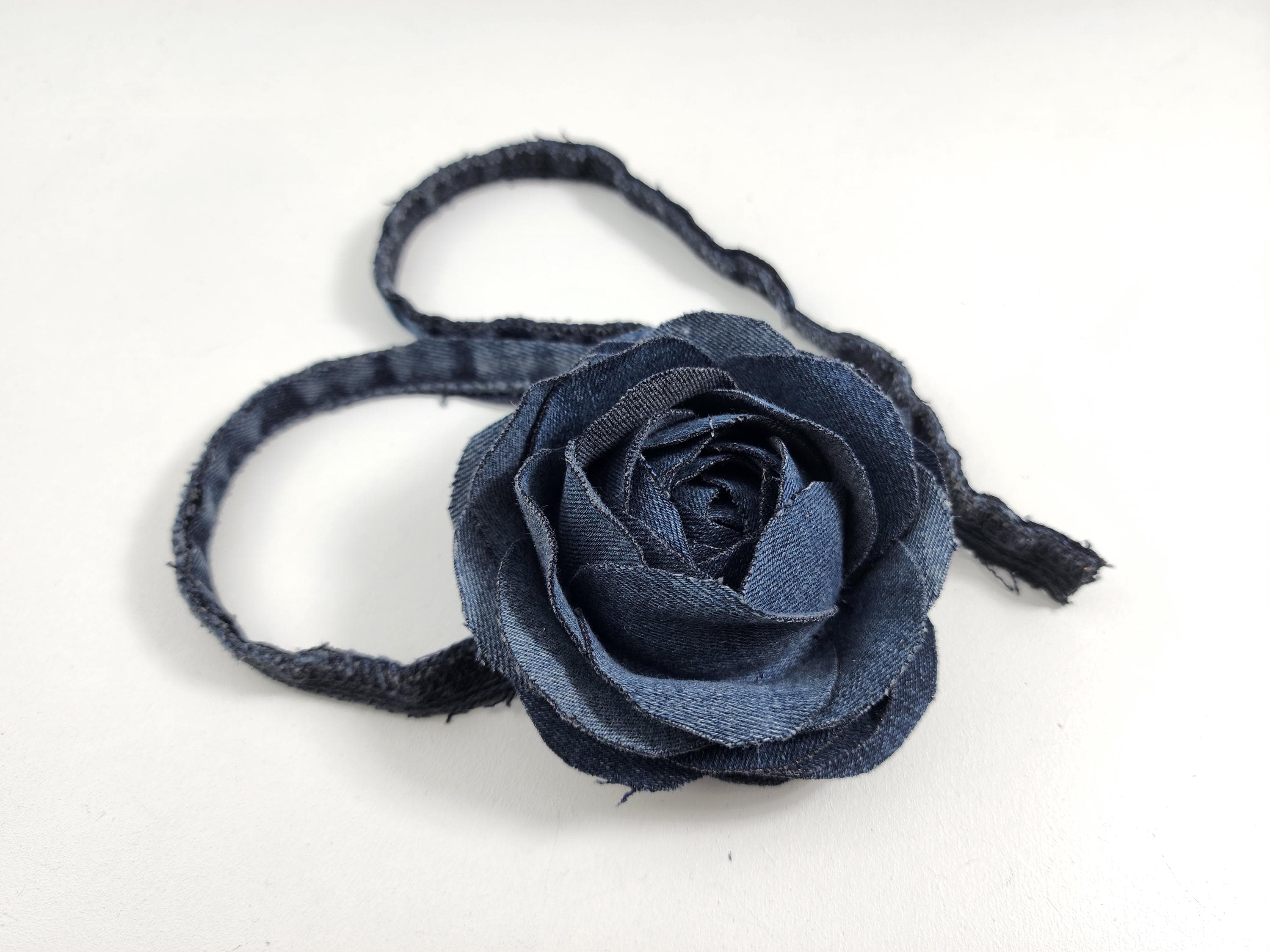 Bethynas Collana Floreale Vintage In Denim E Pelle – Fiore Blu E Rosa, Catena Regolabile, Accessorio Da Collo Per Matrimoni E Feste