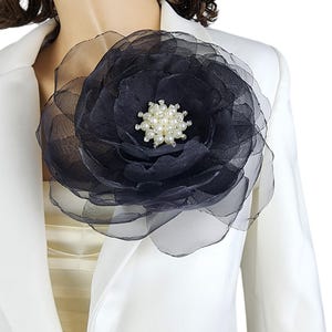 large black flower brooch, black flower brooch pin, Party Flower, Shoulder Pin, gift for mom, gift for her