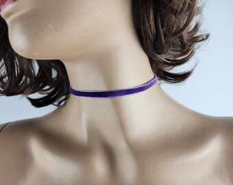 Plum Velvet Choker Necklace: Gothic Bohemian Style