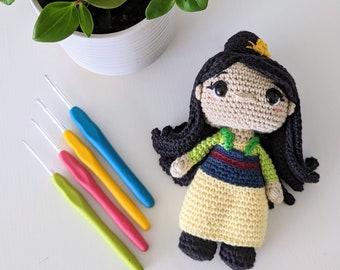 Mulan Crochet Doll Amigurumi Pattern, PDF Pattern, English US / UK