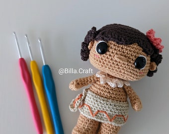 Baby Moana Crochet Doll Amigurumi Pattern, PDF Pattern, English Us / Uk / Pt