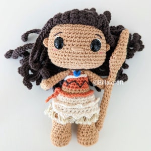 Moana Boneca de Crochê Padrão Amigurumi, Padrão PDF, Inglês Us / Reino Unido / Pt
