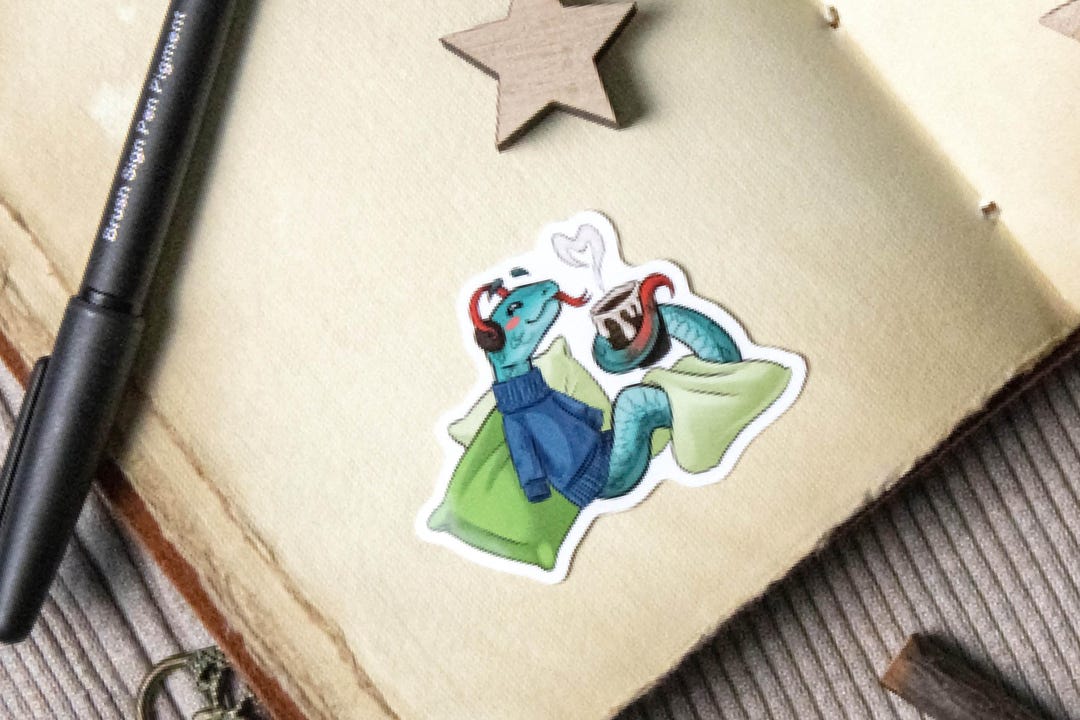 Azul the Cozy Snake Sticker | Cute Animal Stickers - Etsy