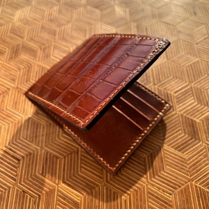 Handmade Alligator Leather Wallet, Bifold Wallet, Full Grain Leather Wallet, Buttero Wallet