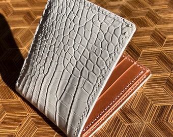Handmade Alligator Leather Bifold Wallet, Italian Full Grain