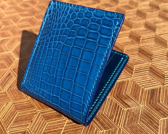 Handmade Alligator Leather Wallet, Bifold Wallet, Full Grain Leather Wallet, Buttero Wallet