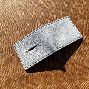 Cartera de piel de cocodrilo hecha a mano, cartera plegable, cartera de piel de grano completo, cartera Buttero