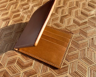 Cartera de cuero hecha a mano, cartera plegable, cartera de cuero de grano completo, cartera Buttero