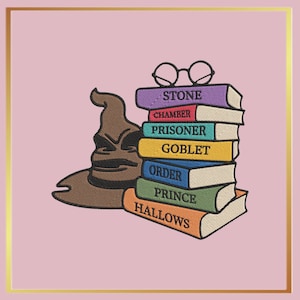 Wizard Harry Hogwarts Books Embroidery Design File / Digital Download