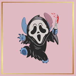 Stitch Scream Ghostface Halloween Embroidery Design File / Horror Villain Digital Download