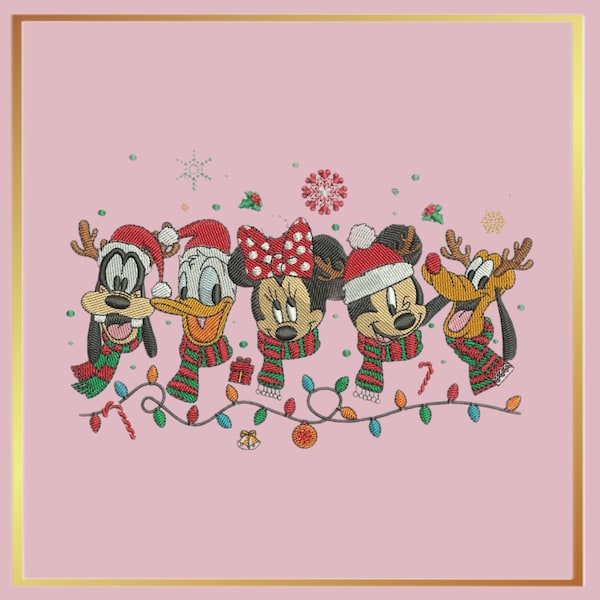 Mouse Duck Friends Embroidery Design File / Christmas Embroidery Pattern / Digital Download