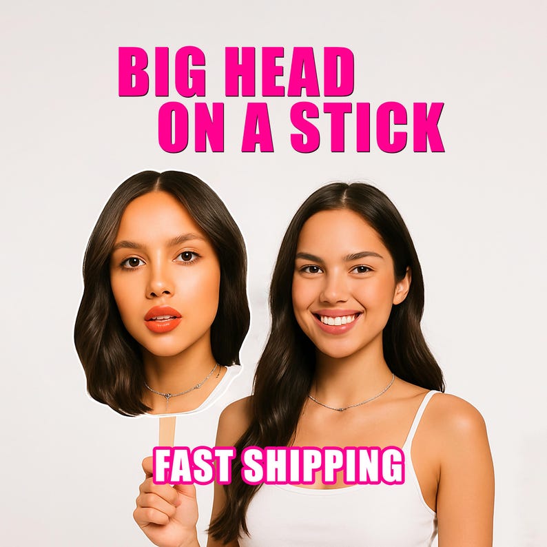 Face On A Stick Big Head Cutouts Fat Head Face sign Bachelorette Bachelor Bridal Groom Photo Party Prop Wedding Graduation Sporting Event image 2