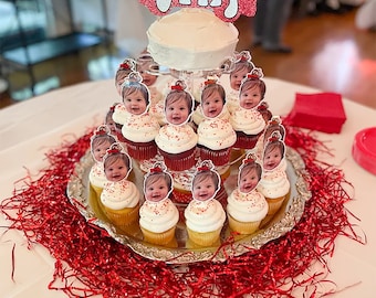 Custom Face Cupcake Topper Cupcake Topper Photo Toppers Bachelorette Graduation Party Baby Shower GroomDecor Retirement  21th 30th 40th 60th