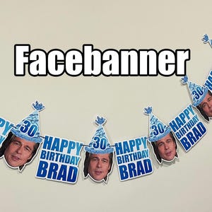 Custom Face Birthday banner head banner Photo Logo Banner Bachelorette, 21st, 40th, 50th, 60th, Retirement banner, Birthday decor Event