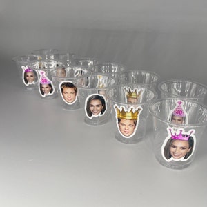 Personalized shot/wine glasses, Face Party Favors, Party cups, Face cup, 21st, 40th, bachelor party, Bachelorette, Groom decor, shot cup