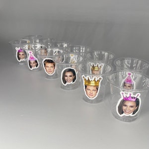 Personalized shot/wine glasses Face Party Favors Party cups Face cup 21st, 30th, Bachelorette Bachelor Graduation Retirement party Favor