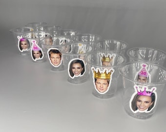 Personalized shot/wine glasses, Face Party Favors, Party cups, Face cup, 21st, 40th, bachelor party, Bachelorette, Groom decor, shot cup