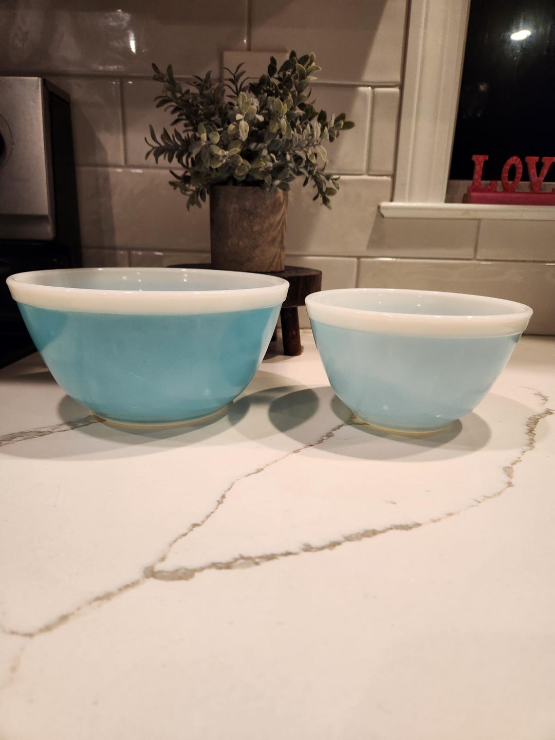 Vintage Pyrex Americana Blue Mixing Bowls - Etsy