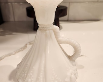 Vintage Milk Glass Candlestick Holder