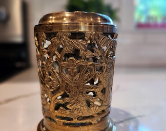 Vintage Chinese Brass Immortals Shadow Lantern