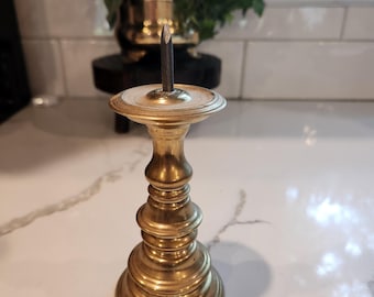 Vintage Virginia Metalcrafters Colonial Williamsburg Brass Pillar Spike Candle Holder