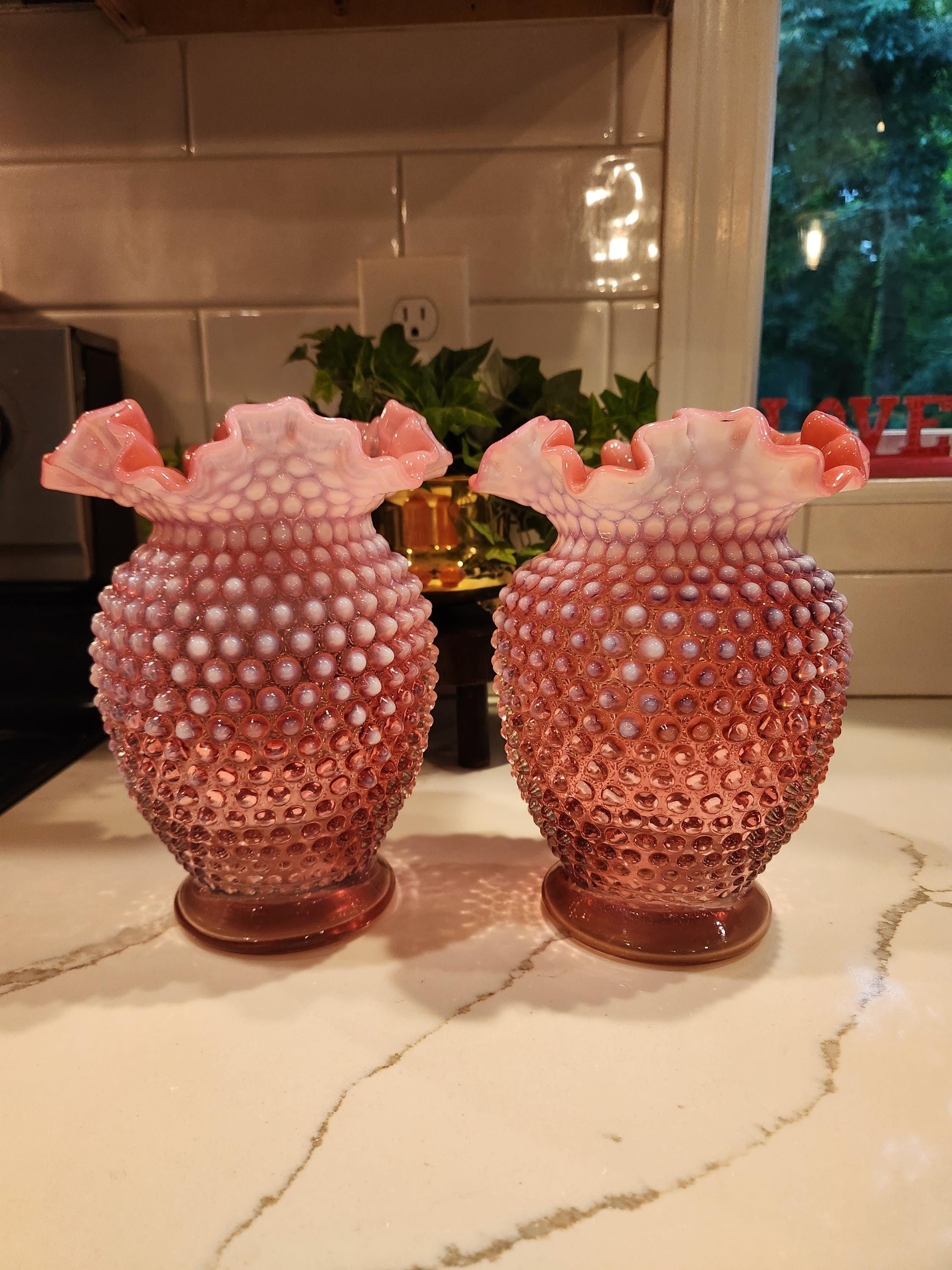 Fenton Cranberry Hobnail Glass Vase - Etsy