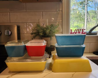 Vintage Pyrex Primary Colors Refrigerator Dishes