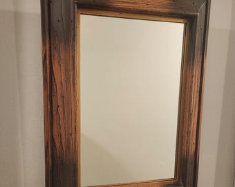 Vintage MCM Solid Wood Framed Mirror