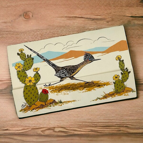 Tri fold Roadrunner Notecard Postcard | Vintage