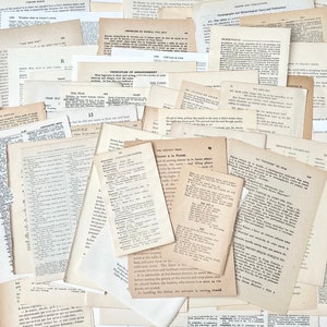100+ Piece Antique & Vintage Book Pages | Neutral Tones Primarily Words and Text | Paper Lot for Crafting