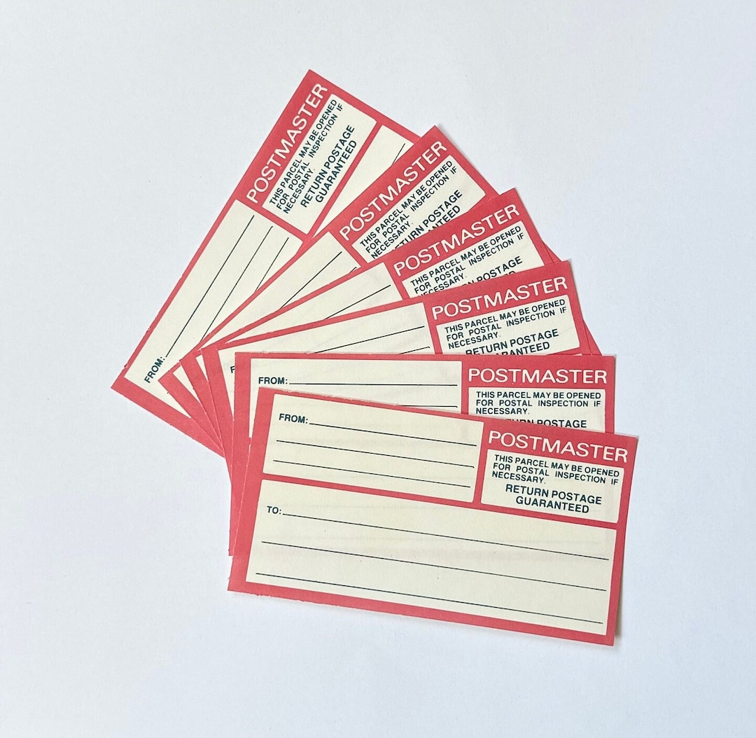 6 Postmaster Ticket Labels Vintage Ephemera Scrapbooking Junk ...