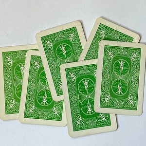 6 Green Mini Playing Cards | Ephemera | Craft Supply