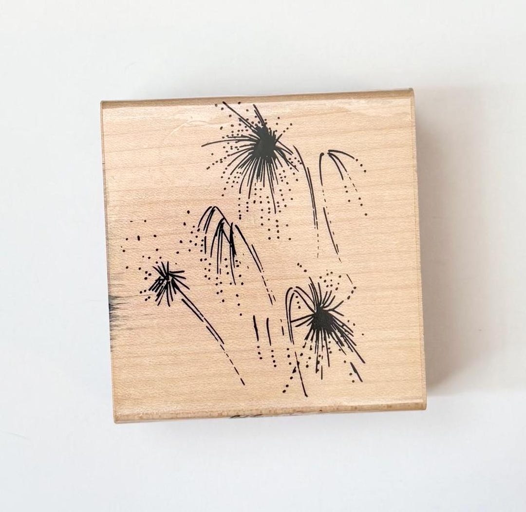 Spangled Firework Splatter Rubber Stamp Wood Block Approximately 3.25 ...
