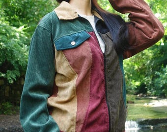 Handgemachte Cord Patchwork Jacke Vintage und Streetwear Kleidung Männer und Frauen Unisex Jacke