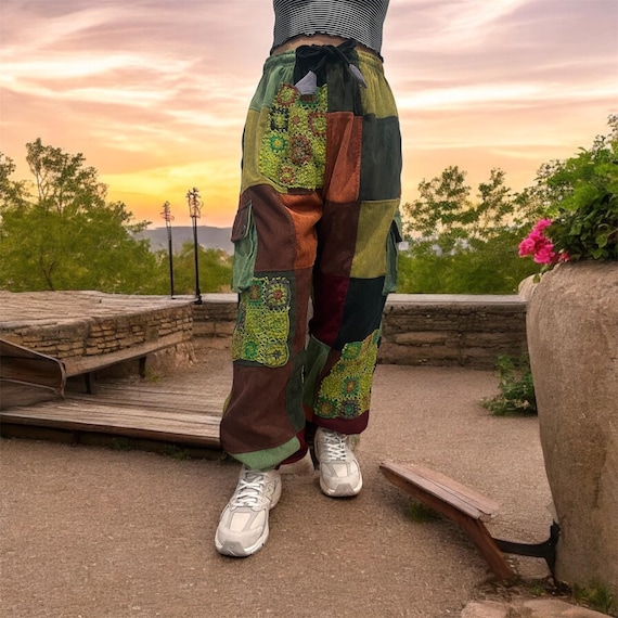 Handmade  corduroy patchwork pants - image 5