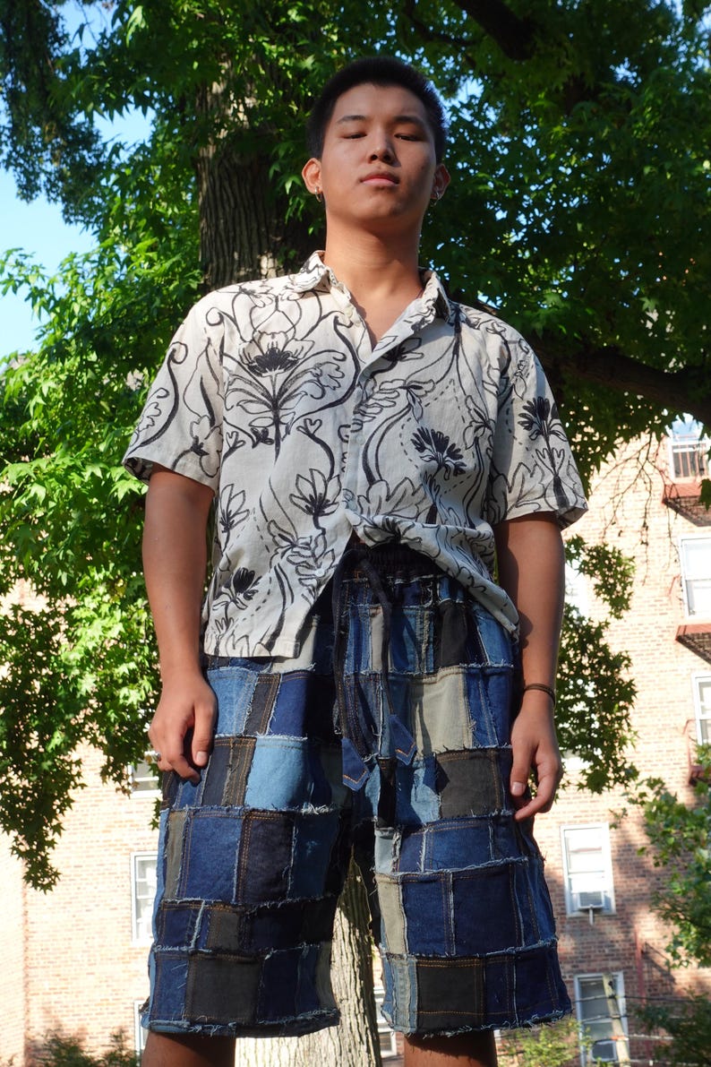 Handmade Distressed Jorts | Patchwork Denim Shorts | Upcycled ...