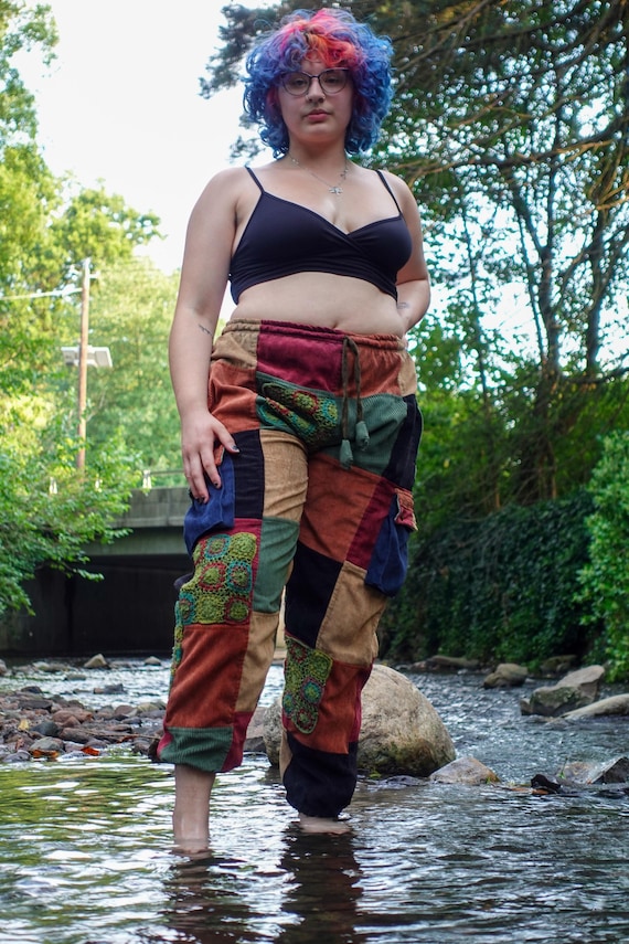 Handmade  corduroy patchwork pants - image 4